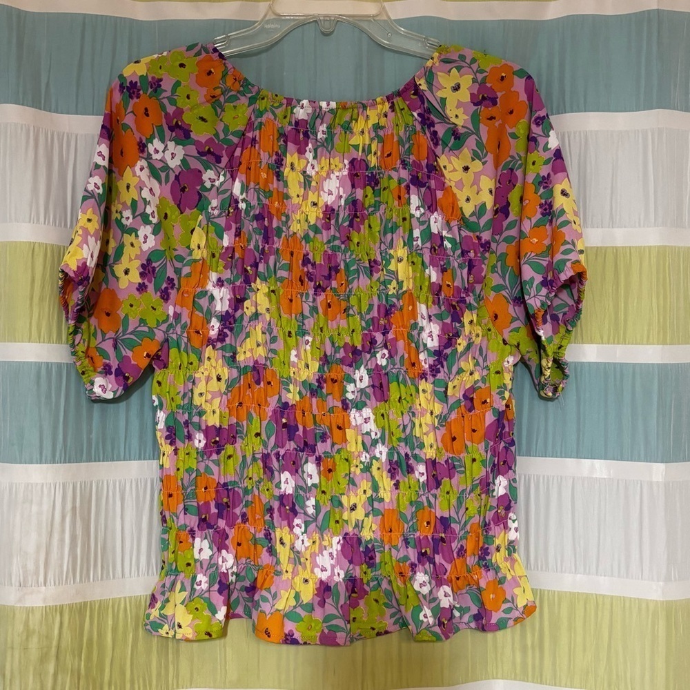 Sanctuary Gardenia V-Neck Smocked Pullover Top Sz XL - Picture 6 of 7